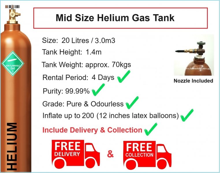 Mid Size Helium Gas Tank Include Delivery and Collection